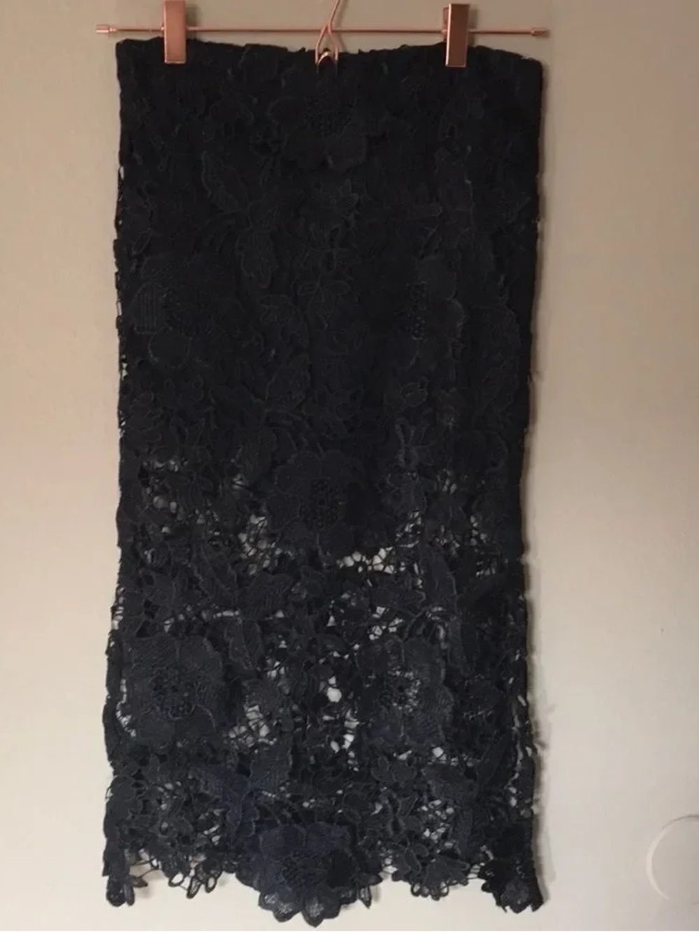 Black Lace Midi Skirt – Timeless Floral Crochet Detail